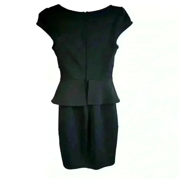 Mystic Black Lace Cutout Short Sleeve Cap Midi Dress SizeS work special occasion - Picture 2 of 3